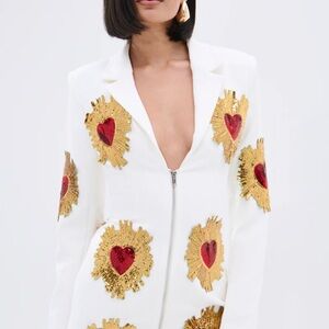 AKIRA White and Gold Heart Mini Dress